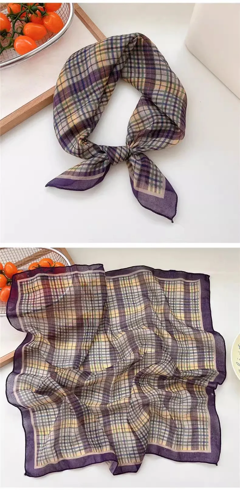 New Style Vintage Floral Small Square Scarf Women's  New Style Cotton And Linen Headscarf Hair Belt Strap Decorative Scarf All-match Scarf display picture 6