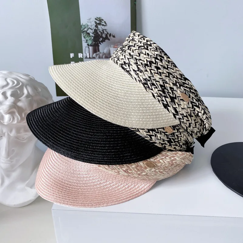 New Official Website With Empty Top Hat Children's Summer Sunscreen Cap Mixed Color Breathable Hairband PP Brim Sun Hat display picture 3