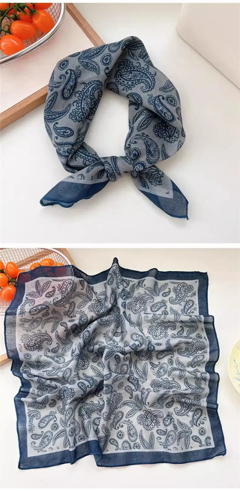 New Style Vintage Floral Small Square Scarf Women's  New Style Cotton And Linen Headscarf Hair Belt Strap Decorative Scarf All-match Scarf display picture 8