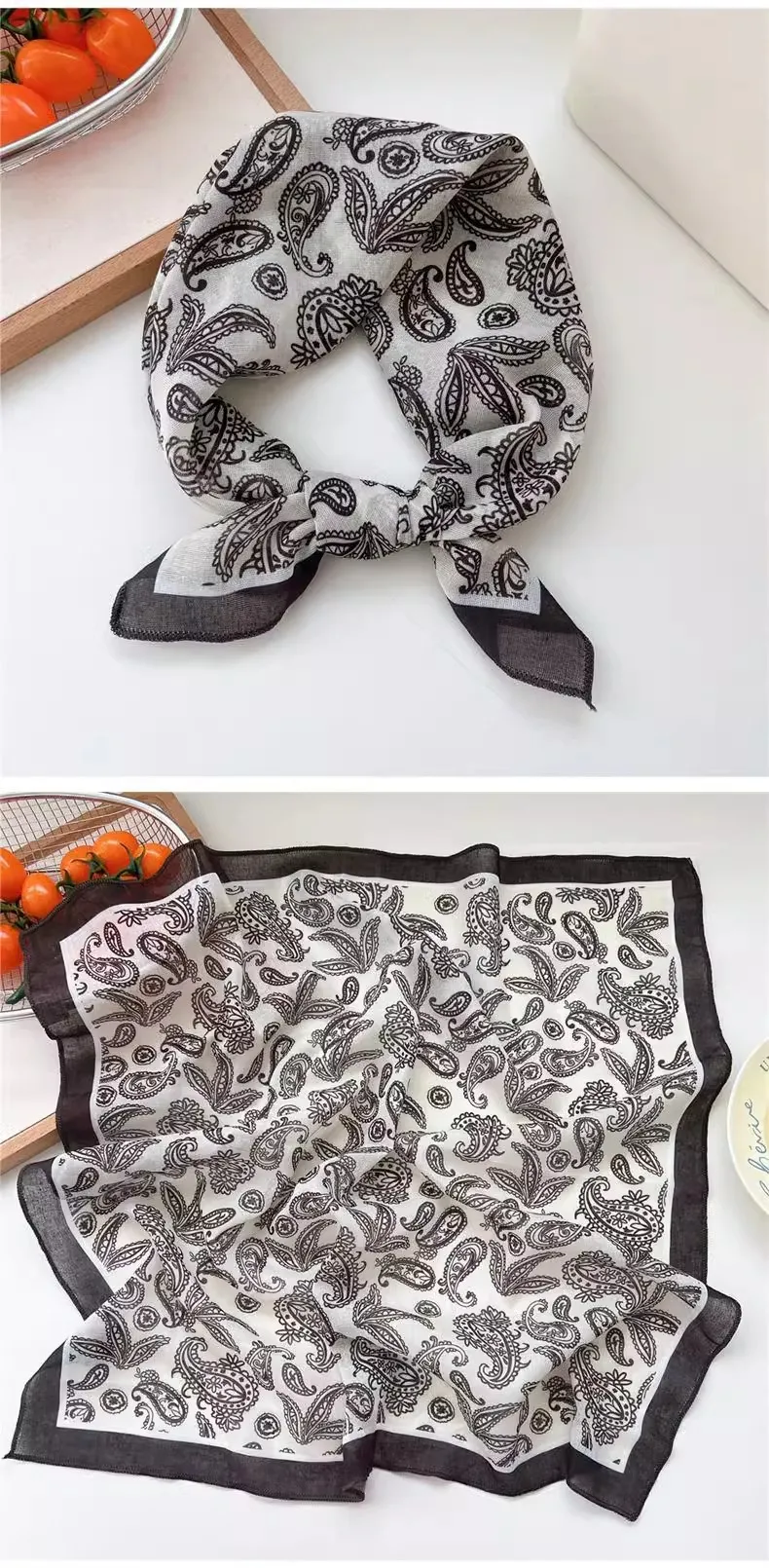 New Style Vintage Floral Small Square Scarf Women's  New Style Cotton And Linen Headscarf Hair Belt Strap Decorative Scarf All-match Scarf display picture 9
