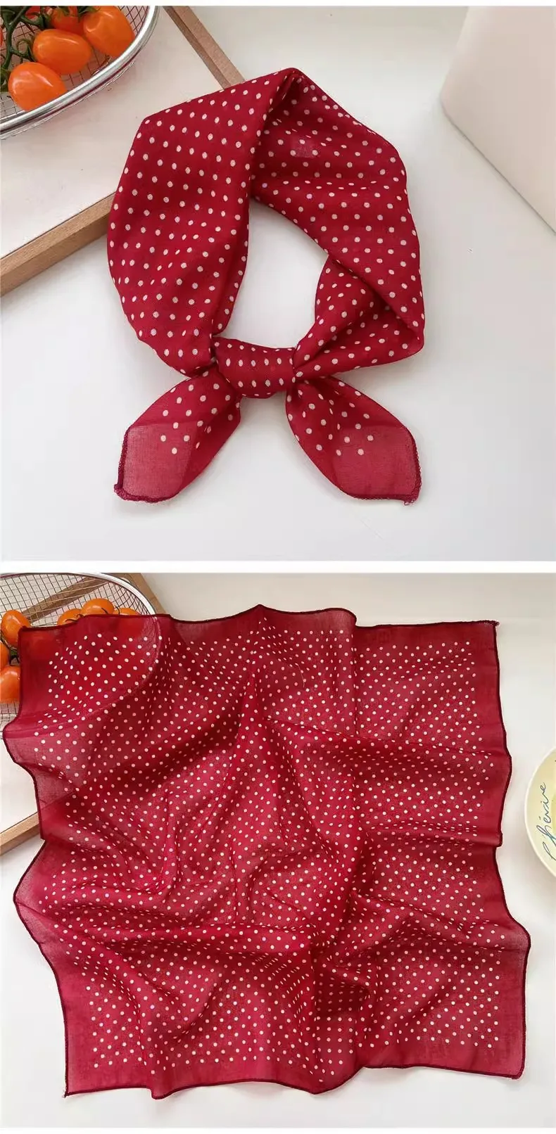 New Style Vintage Floral Small Square Scarf Women's  New Style Cotton And Linen Headscarf Hair Belt Strap Decorative Scarf All-match Scarf display picture 12