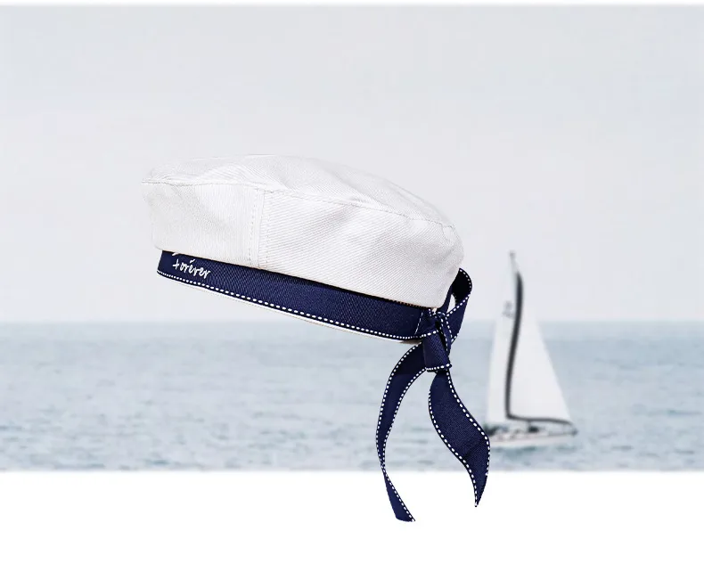 Sailor Dance Sailor Hat Beret Uniform Cap Navigator Hat Stage Performance Letter Hat display picture 3