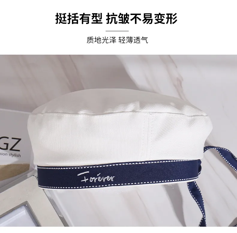Sailor Dance Sailor Hat Beret Uniform Cap Navigator Hat Stage Performance Letter Hat display picture 4