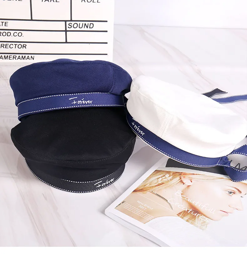 Sailor Dance Sailor Hat Beret Uniform Cap Navigator Hat Stage Performance Letter Hat display picture 9