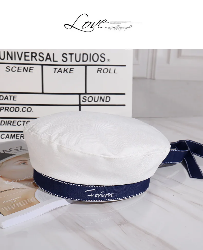 Sailor Dance Sailor Hat Beret Uniform Cap Navigator Hat Stage Performance Letter Hat display picture 12