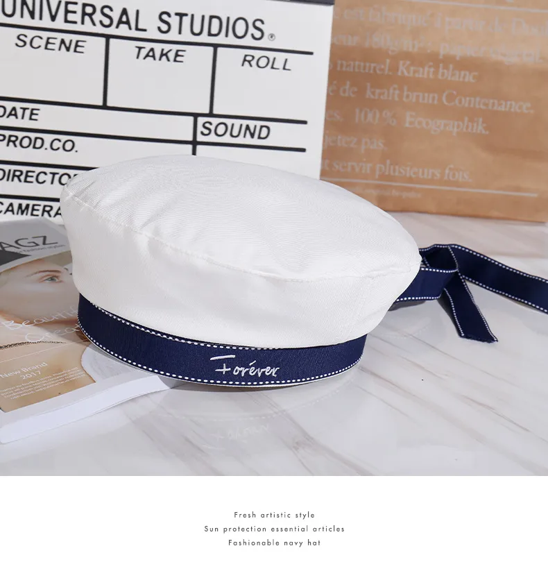 Sailor Dance Sailor Hat Beret Uniform Cap Navigator Hat Stage Performance Letter Hat display picture 14