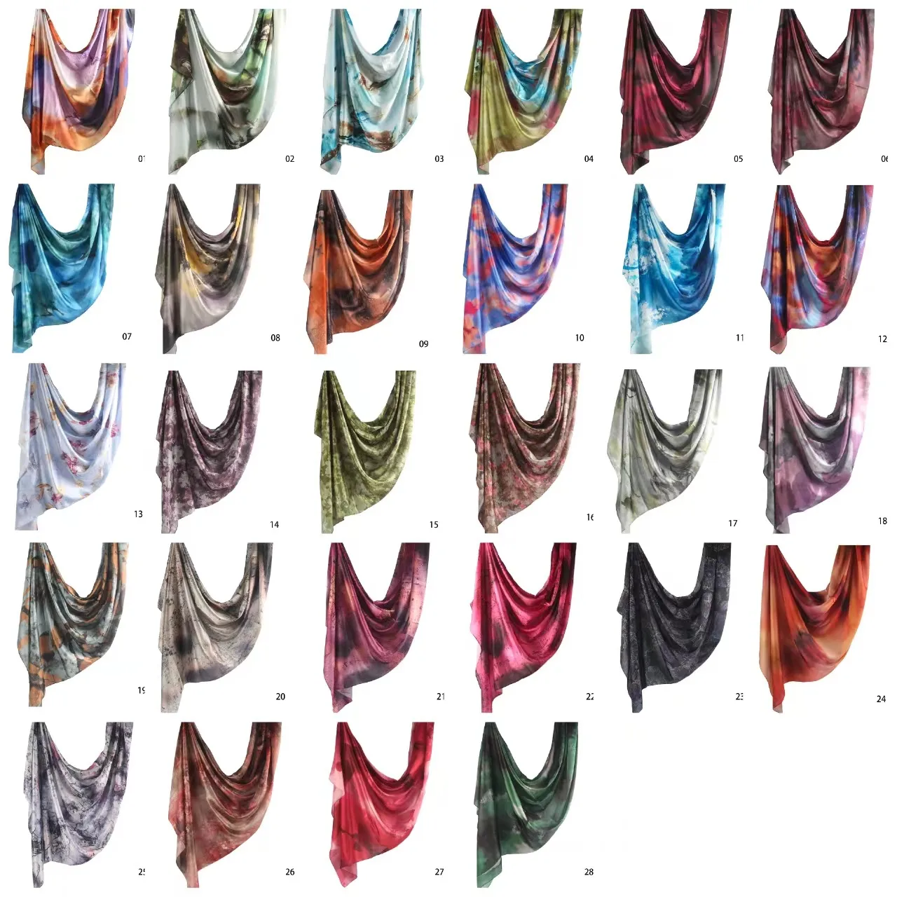 Hot Sale Silk Printed Turban Ethnic Shawl High Grade Marble Printed Ethnic Scarf Shawl display picture 2