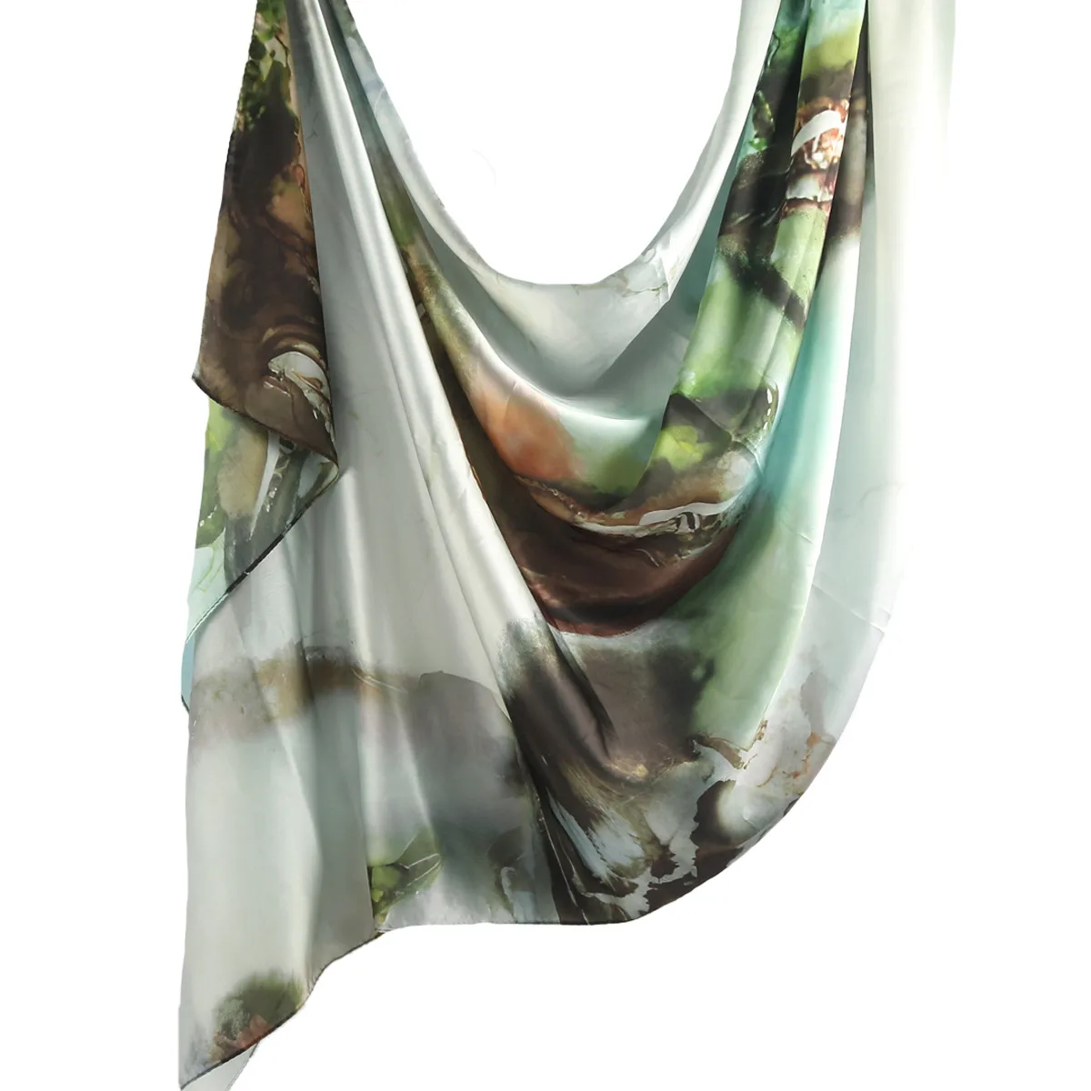 Hot Sale Silk Printed Turban Ethnic Shawl High Grade Marble Printed Ethnic Scarf Shawl display picture 5