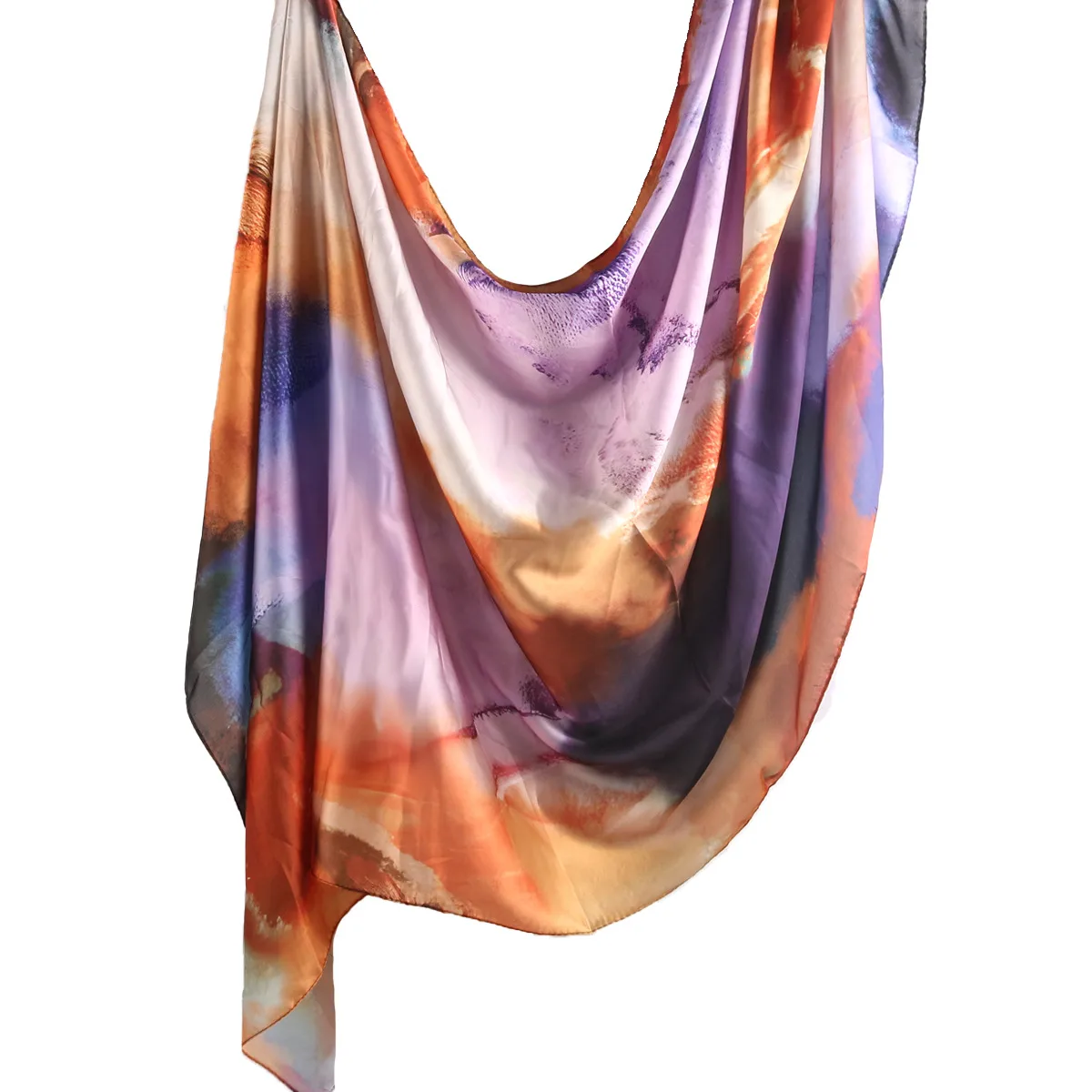 Hot Sale Silk Printed Turban Ethnic Shawl High Grade Marble Printed Ethnic Scarf Shawl display picture 6