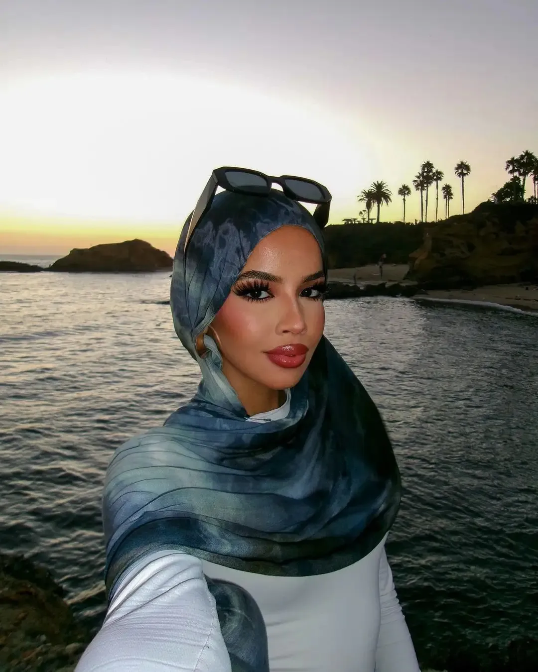 New Watercolor Series Satin Polyester Cotton Shawl Printed Scarf Ethnic Scarf Women Scarf 180*80 display picture 4