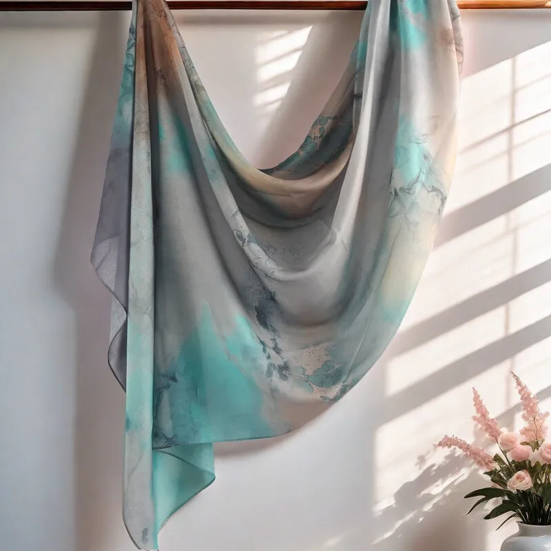 New Watercolor Series Satin Polyester Cotton Shawl Printed Scarf Ethnic Scarf Women Scarf 180*80 display picture 6