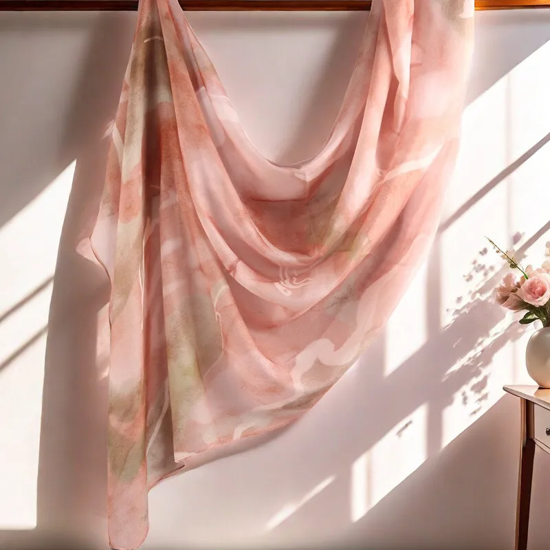 New Watercolor Series Satin Polyester Cotton Shawl Printed Scarf Ethnic Scarf Women Scarf 180*80 display picture 8