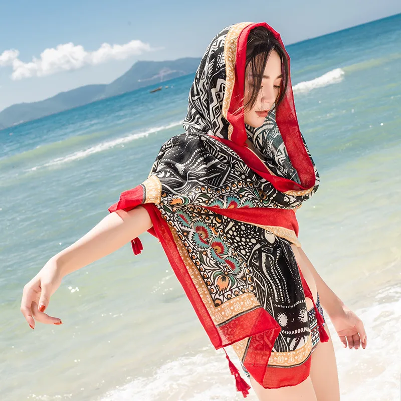 Autumn And Winter New Bohemian Ethnic Style Tassel Cotton And Linen Scarf Women's Travel Sunscreen Shawl display picture 15