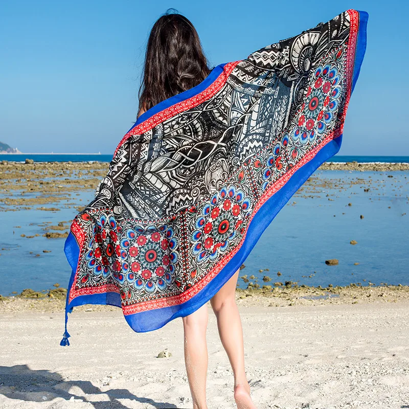 Autumn And Winter New Bohemian Ethnic Style Tassel Cotton And Linen Scarf Women's Travel Sunscreen Shawl display picture 16