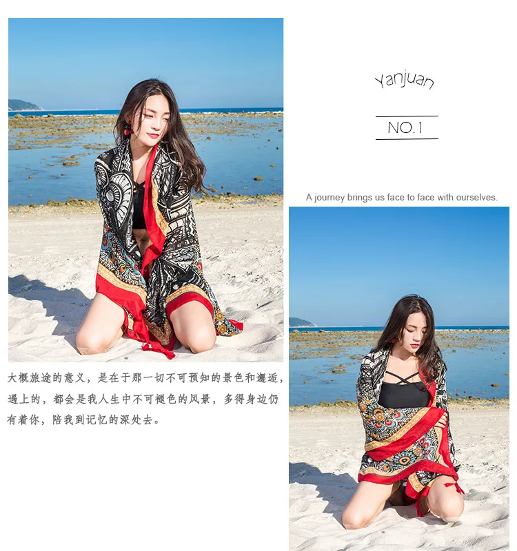 Autumn And Winter New Bohemian Ethnic Style Tassel Cotton And Linen Scarf Women's Travel Sunscreen Shawl display picture 17
