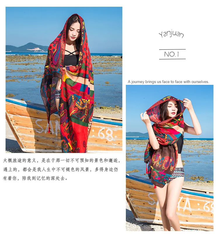 Autumn And Winter New Bohemian Ethnic Style Tassel Cotton And Linen Scarf Women's Travel Sunscreen Shawl display picture 18