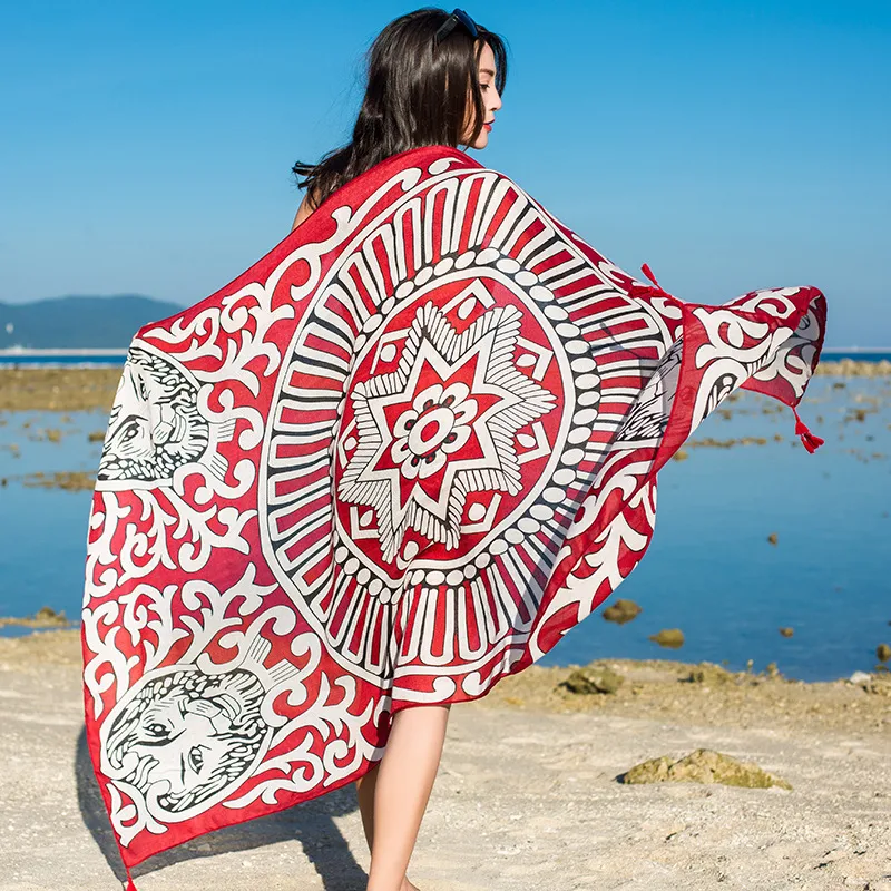 Autumn And Winter New Bohemian Ethnic Style Tassel Cotton And Linen Scarf Women's Travel Sunscreen Shawl display picture 21