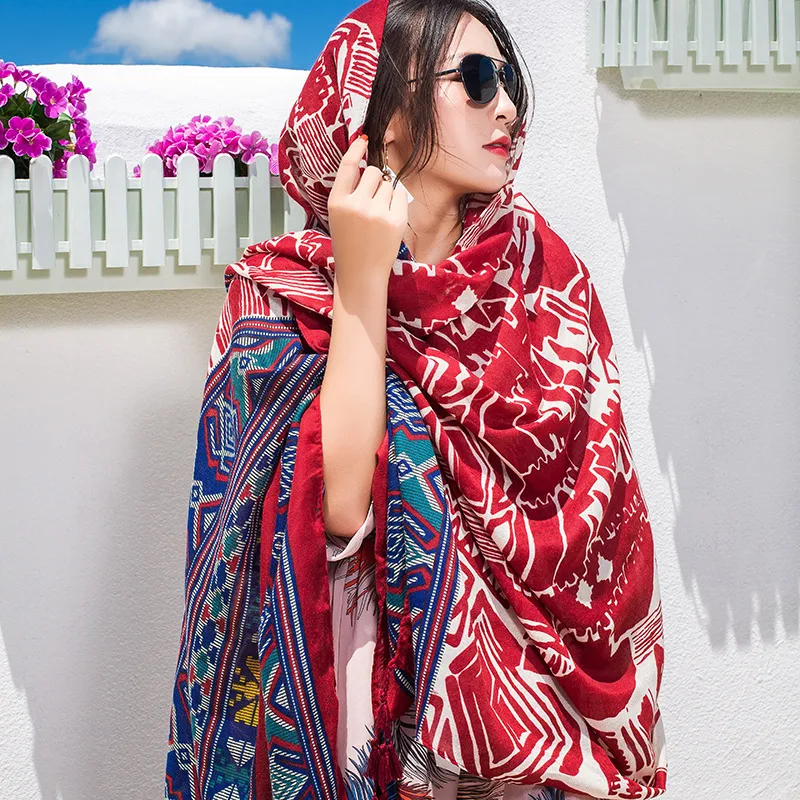 Autumn And Winter New Bohemian Ethnic Style Tassel Cotton And Linen Scarf Women's Travel Sunscreen Shawl display picture 23