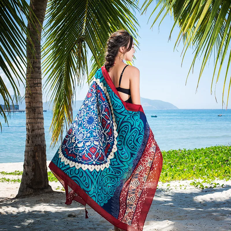Autumn And Winter New Bohemian Ethnic Style Tassel Cotton And Linen Scarf Women's Travel Sunscreen Shawl display picture 26
