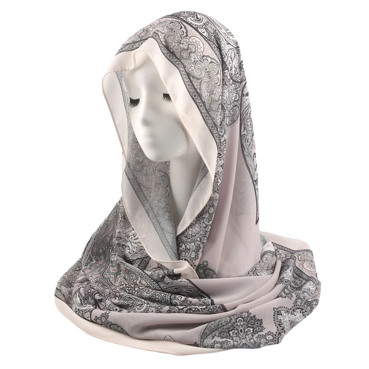 Malaysia Printed Chiffon Scarf Bohemian Fashion Simple Spring And Summer Sunscreen Scarf Shawl display picture 4