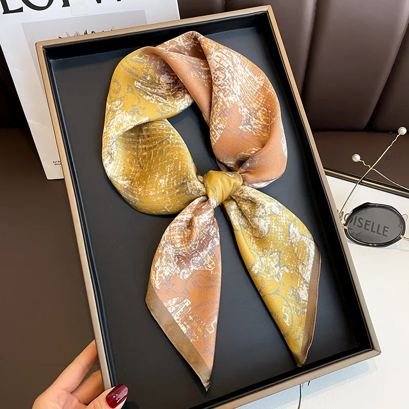 70 Spring Popular Commuter Square Scarf Fashionable Artificial Silk Scarf Trendy Women's All-match Fashionable High-grade Square Scarf Wholesale display picture 1