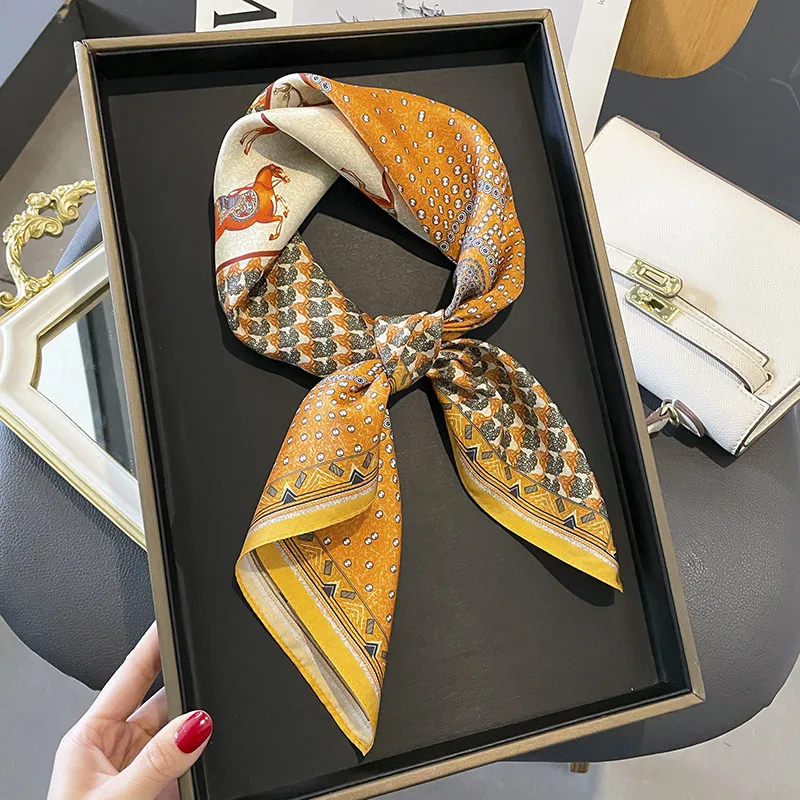 70 Spring Popular Commuter Square Scarf Fashionable Artificial Silk Scarf Trendy Women's All-match Fashionable High-grade Square Scarf Wholesale display picture 6