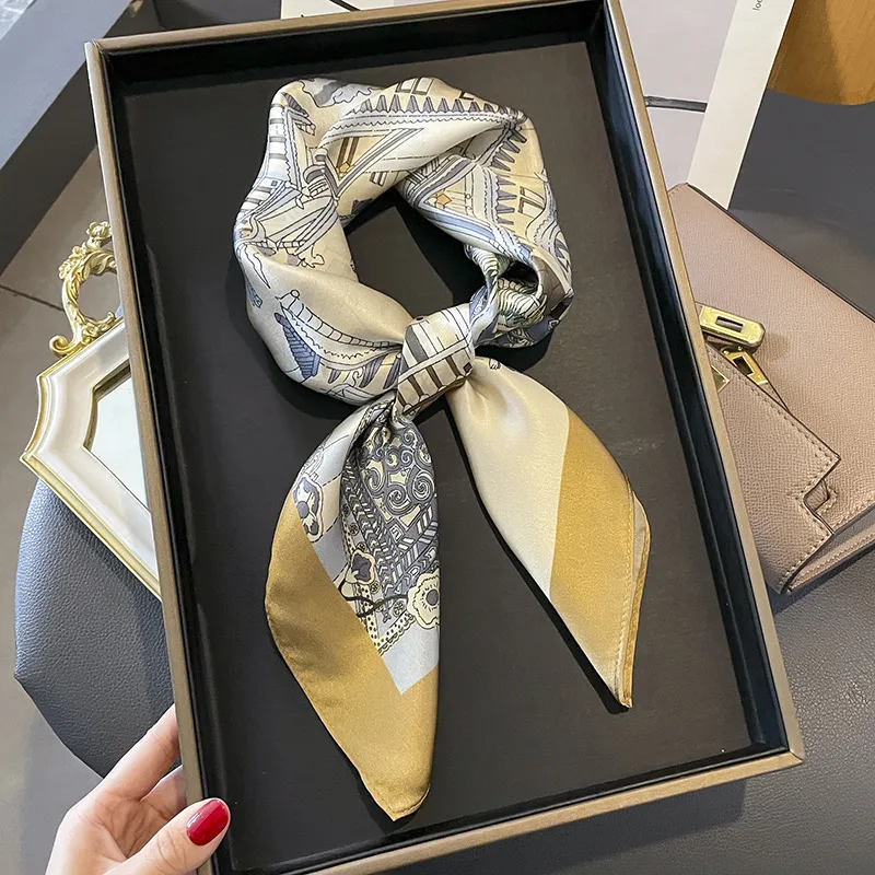 70 Spring Popular Commuter Square Scarf Fashionable Artificial Silk Scarf Trendy Women's All-match Fashionable High-grade Square Scarf Wholesale display picture 7