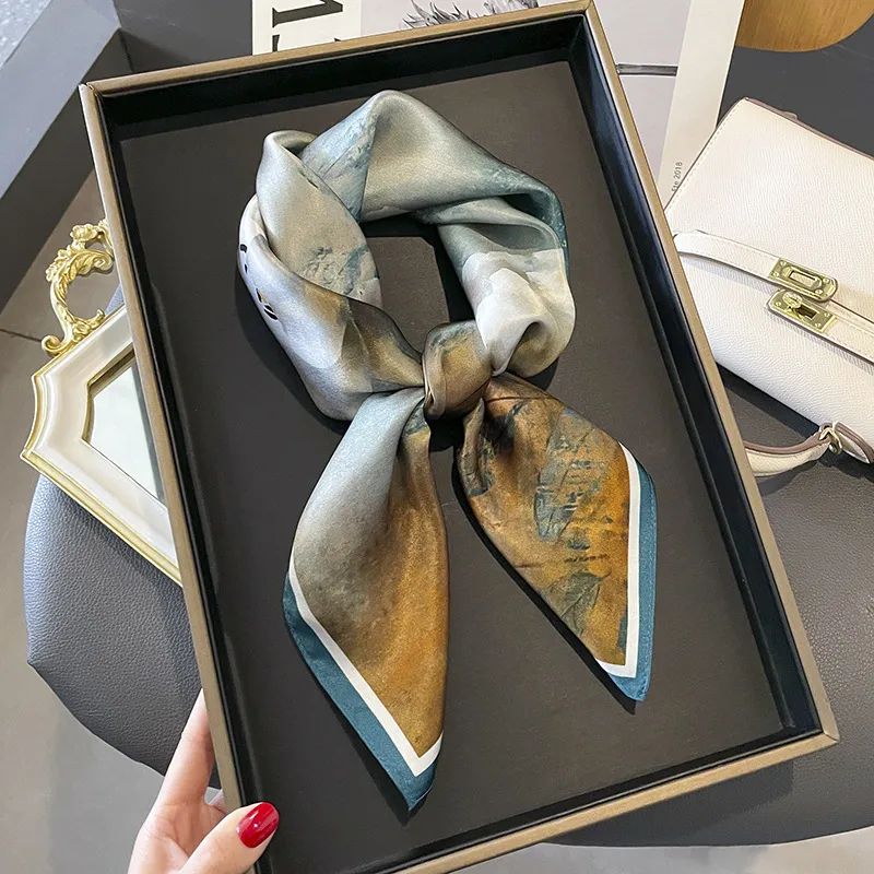 70 Spring Popular Commuter Square Scarf Fashionable Artificial Silk Scarf Trendy Women's All-match Fashionable High-grade Square Scarf Wholesale display picture 19