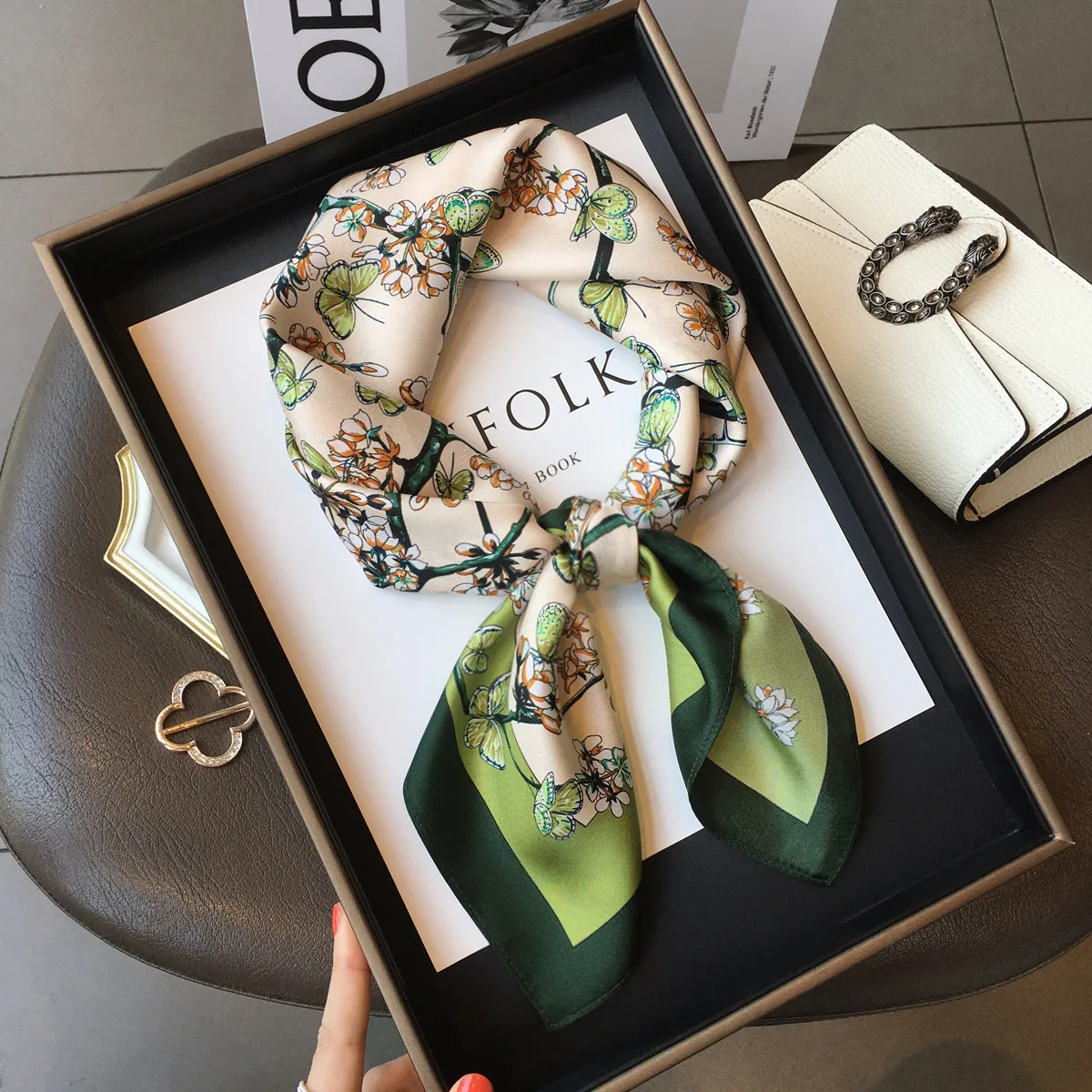 70 Spring Popular Commuter Square Scarf Fashionable Artificial Silk Scarf Trendy Women's All-match Fashionable High-grade Square Scarf Wholesale display picture 20