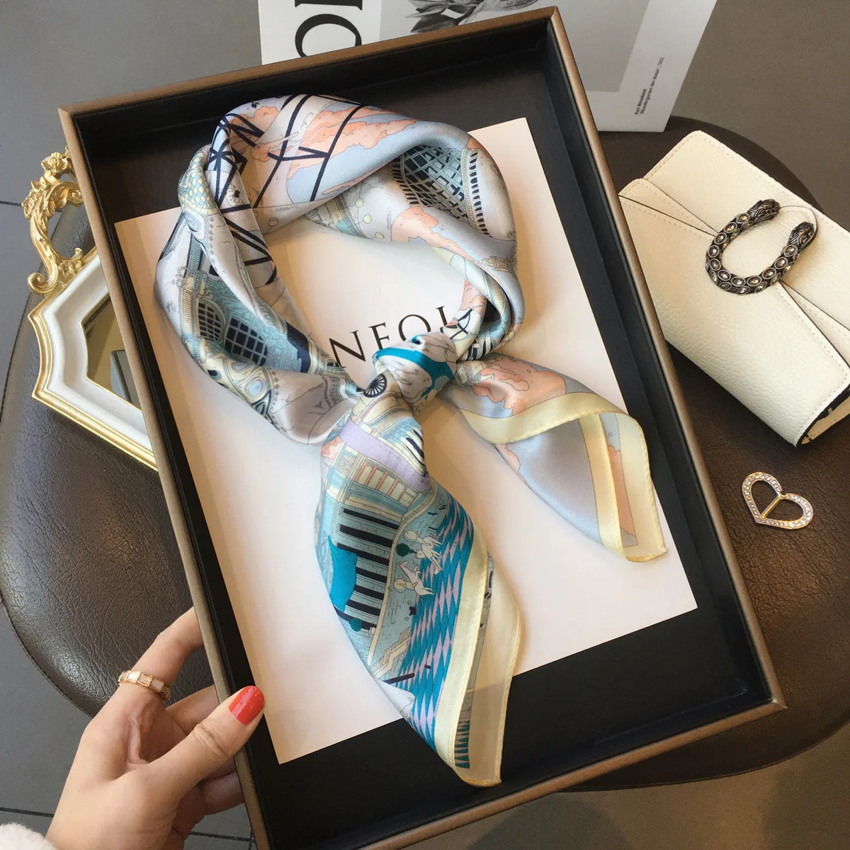 70 Spring Popular Commuter Square Scarf Fashionable Artificial Silk Scarf Trendy Women's All-match Fashionable High-grade Square Scarf Wholesale display picture 22