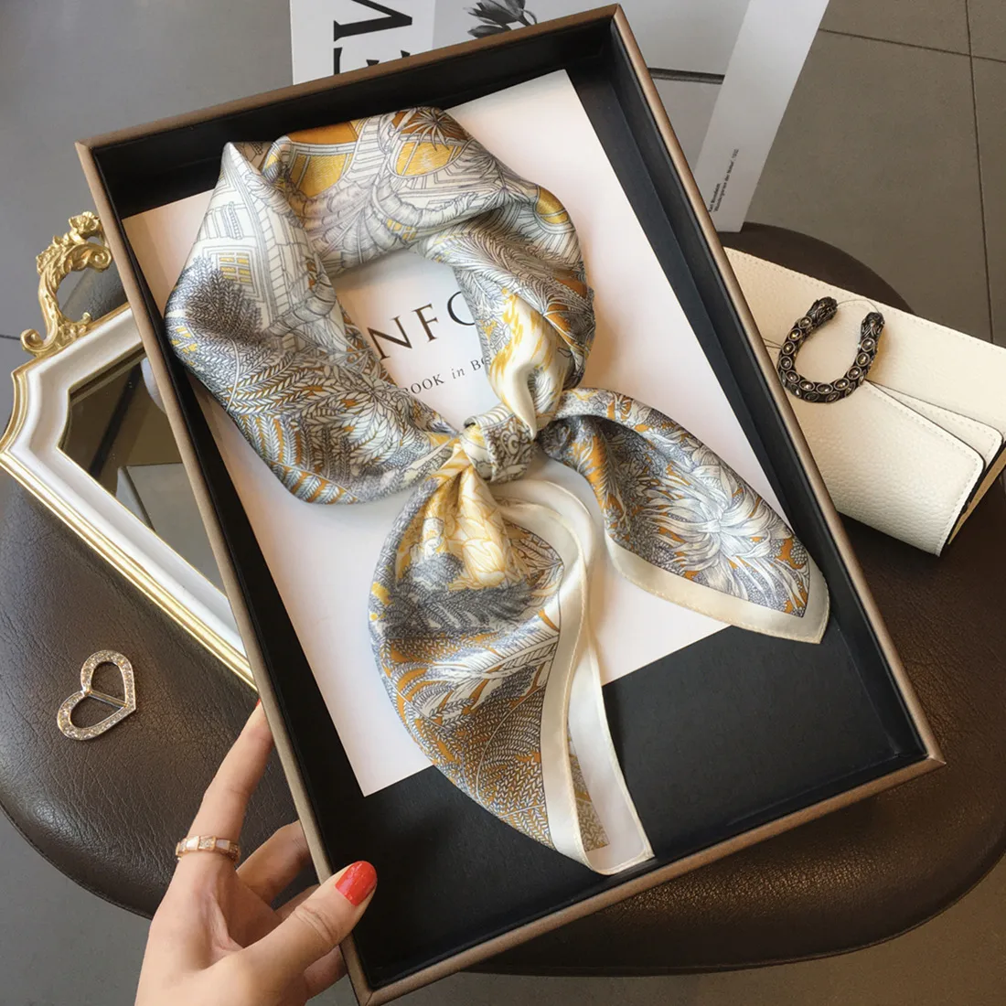 70 Spring Popular Commuter Square Scarf Fashionable Artificial Silk Scarf Trendy Women's All-match Fashionable High-grade Square Scarf Wholesale display picture 25