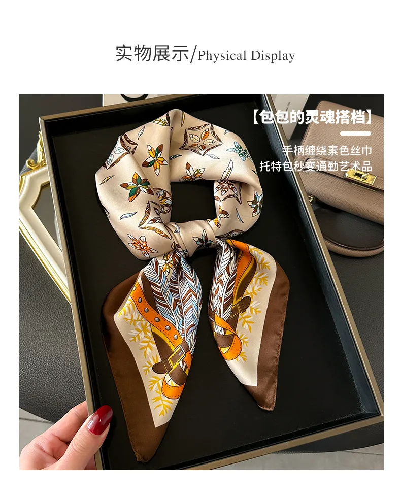 Style Hot Diagonal Ribbon  Ol Artificial Silk Plaid Long Silk Scarf Scarf Factory Wholesale display picture 6