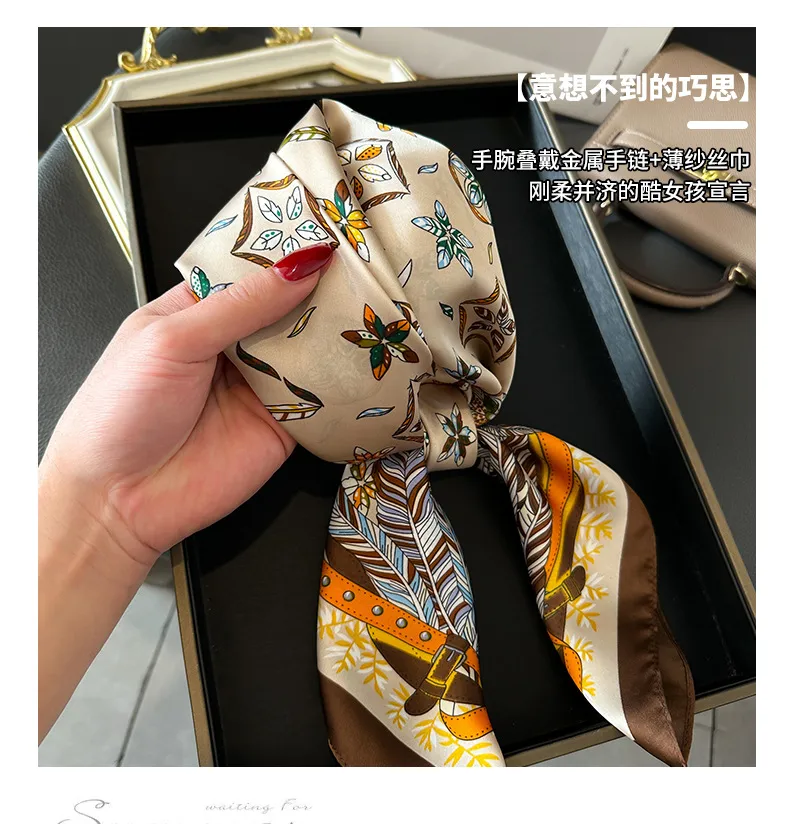 Style Hot Diagonal Ribbon  Ol Artificial Silk Plaid Long Silk Scarf Scarf Factory Wholesale display picture 8