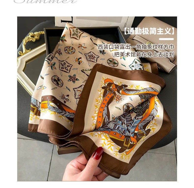 Style Hot Diagonal Ribbon  Ol Artificial Silk Plaid Long Silk Scarf Scarf Factory Wholesale display picture 9
