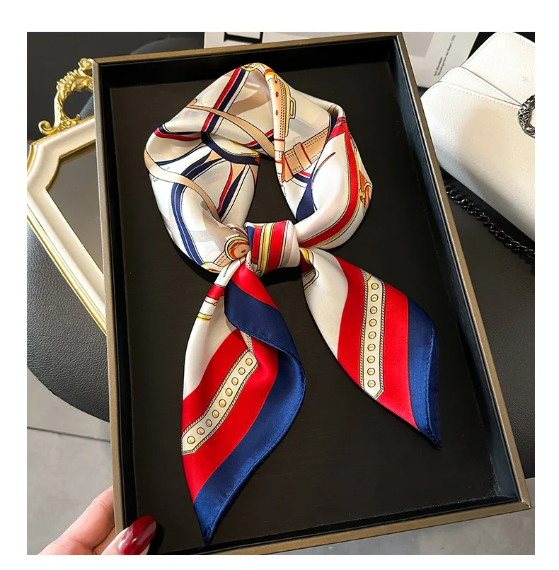 Style Hot Diagonal Ribbon  Ol Artificial Silk Plaid Long Silk Scarf Scarf Factory Wholesale display picture 10