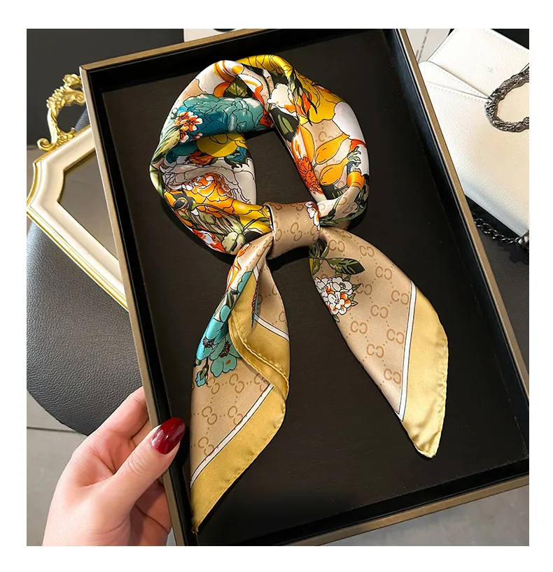 Style Hot Diagonal Ribbon  Ol Artificial Silk Plaid Long Silk Scarf Scarf Factory Wholesale display picture 12