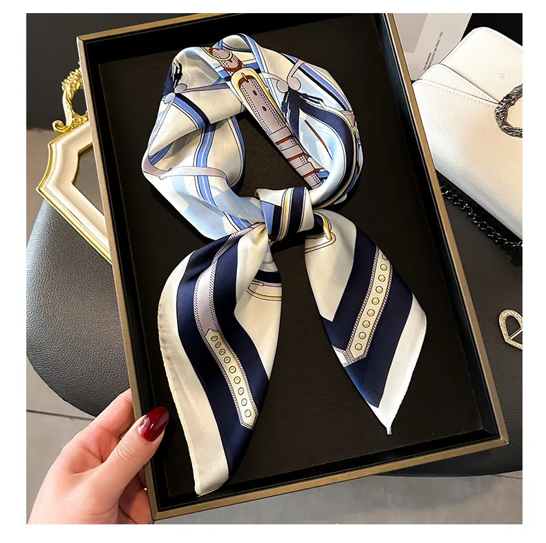 Style Hot Diagonal Ribbon  Ol Artificial Silk Plaid Long Silk Scarf Scarf Factory Wholesale display picture 14