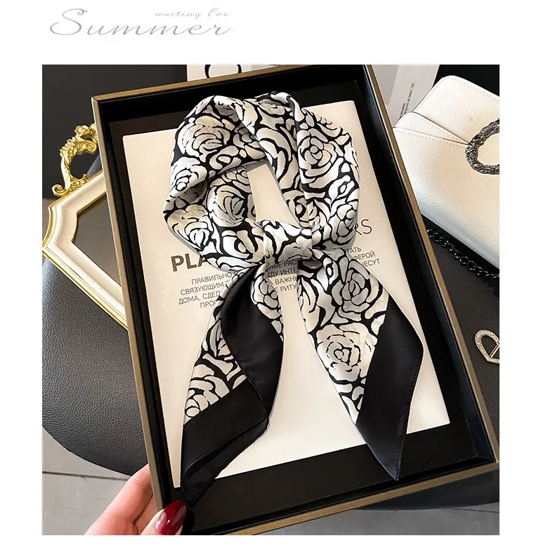 Style Hot Diagonal Ribbon  Ol Artificial Silk Plaid Long Silk Scarf Scarf Factory Wholesale display picture 15