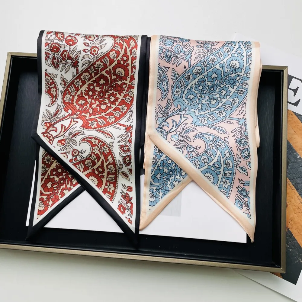Wind Explosion Oblique Ribbon  OL Imitation Silk Plaid Long Scarf Scarf Factory Wholesale display picture 3