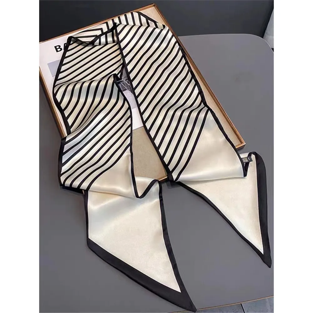Wind Explosion Oblique Ribbon  OL Imitation Silk Plaid Long Scarf Scarf Factory Wholesale display picture 13