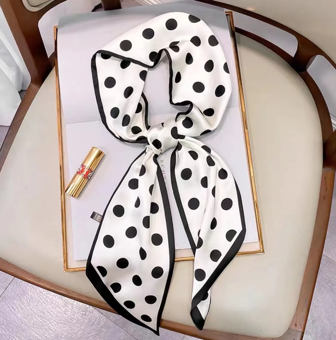 Wind Explosion Oblique Ribbon  OL Imitation Silk Plaid Long Scarf Scarf Factory Wholesale display picture 20