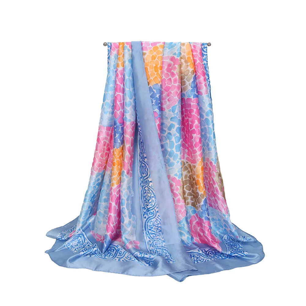 Spring And Summer   Colorful V-neck Long Dress Vacation Beach Dress   Women's Silk Scarf display picture 7