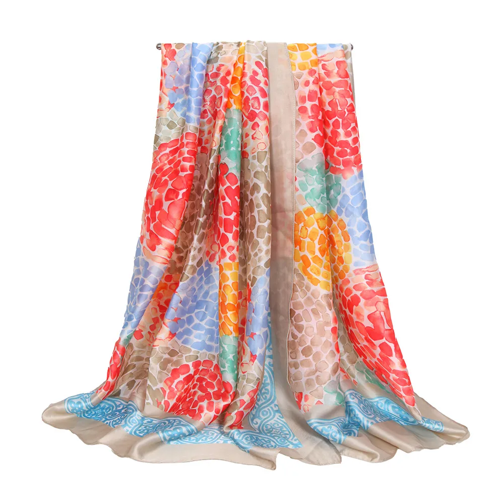 Spring And Summer   Colorful V-neck Long Dress Vacation Beach Dress   Women's Silk Scarf display picture 9