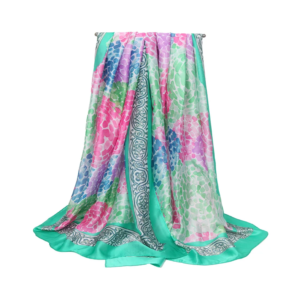 Spring And Summer   Colorful V-neck Long Dress Vacation Beach Dress   Women's Silk Scarf display picture 11