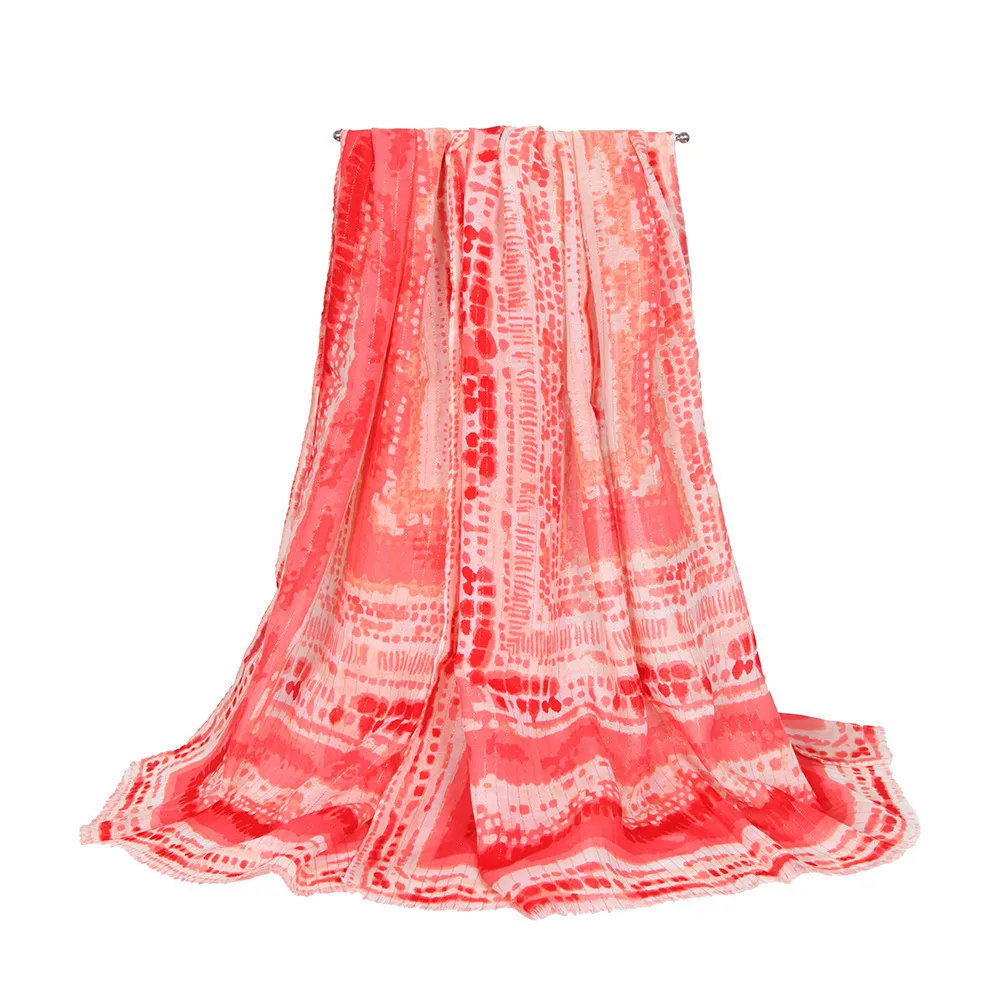 Hot-mined Satin Gold Silk Scarf Women's Long Strip Shawl Scarf Beach Clothes Factory Foreign Trade Supply display picture 5