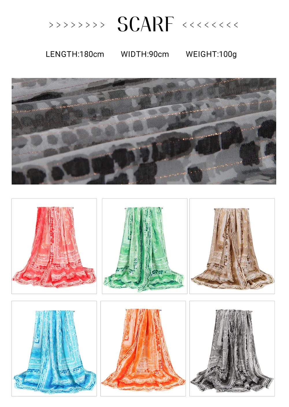 Hot-mined Satin Gold Silk Scarf Women's Long Strip Shawl Scarf Beach Clothes Factory Foreign Trade Supply display picture 1