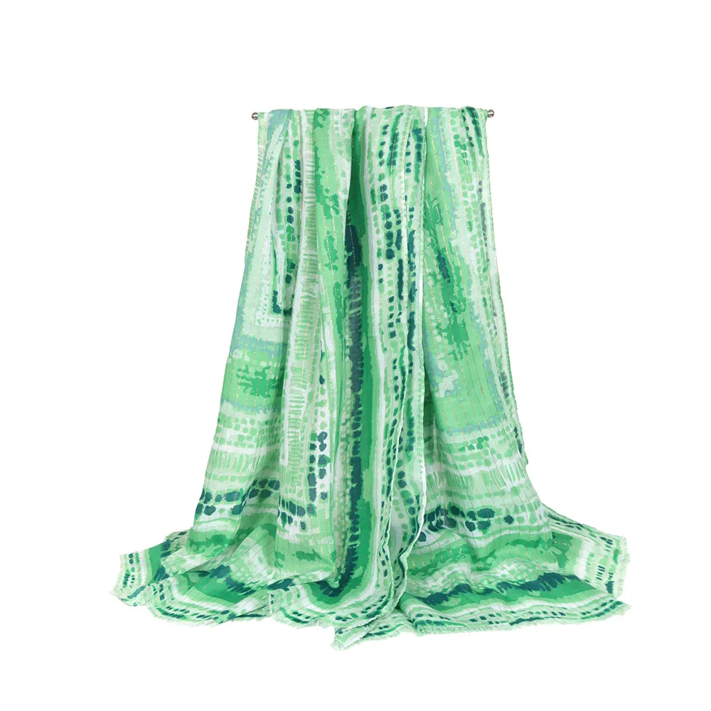 Hot-mined Satin Gold Silk Scarf Women's Long Strip Shawl Scarf Beach Clothes Factory Foreign Trade Supply display picture 6
