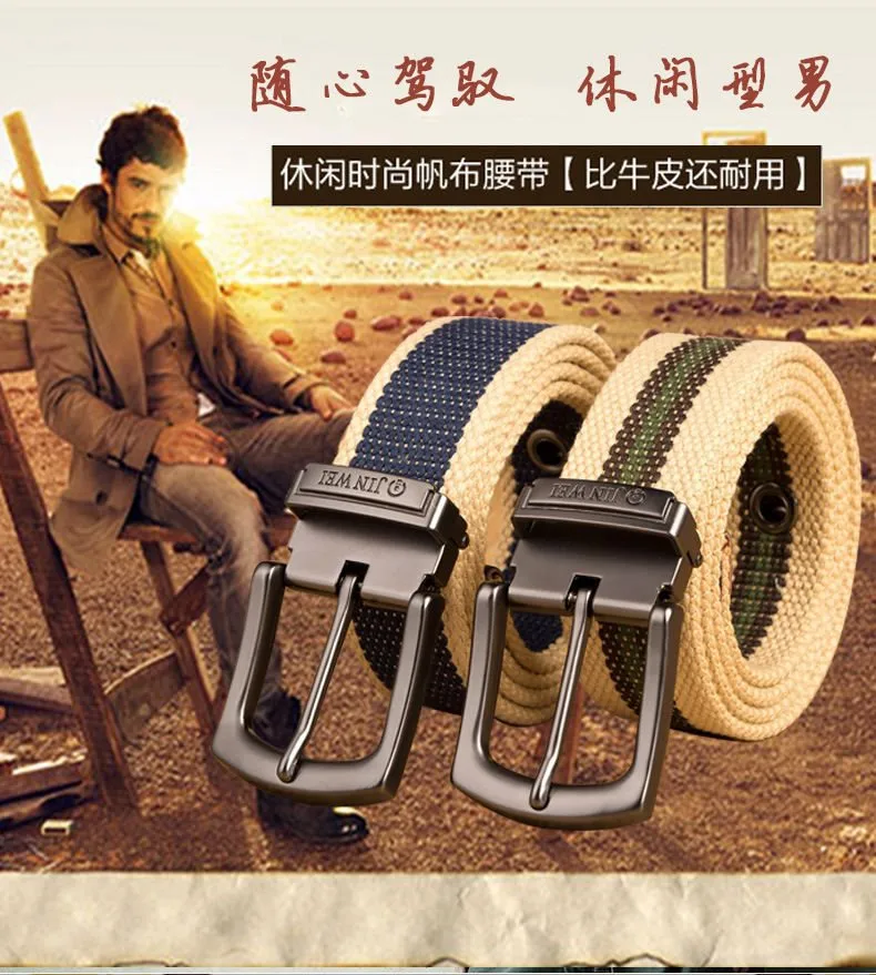 Men's Canvas Belt Men's Pin Buckle Belt New Style Casual Jeans For Youth And Students display picture 1