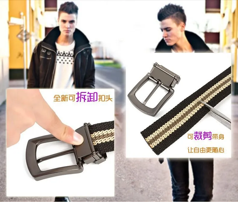 Men's Canvas Belt Men's Pin Buckle Belt New Style Casual Jeans For Youth And Students display picture 2