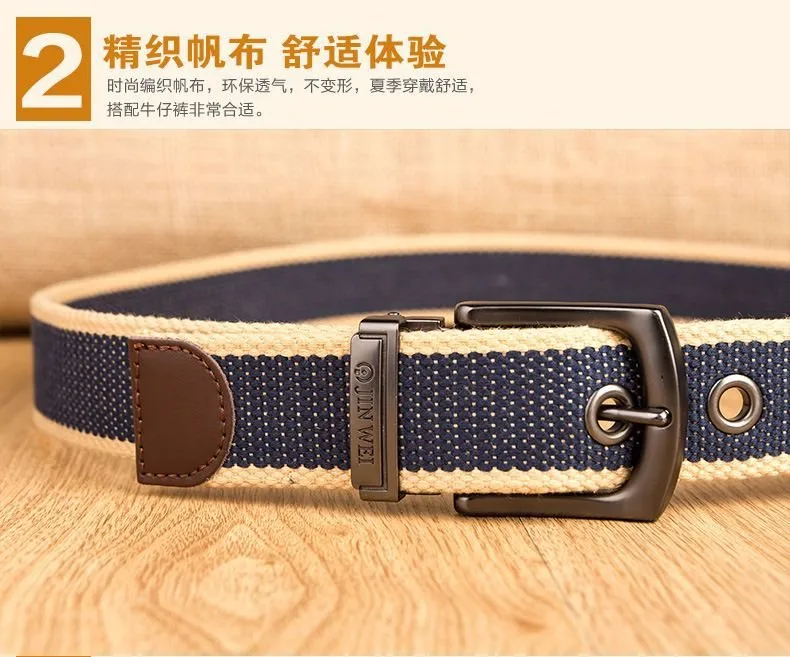 Men's Canvas Belt Men's Pin Buckle Belt New Style Casual Jeans For Youth And Students display picture 4